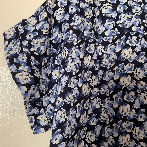 NWT POLO RALPH LAUREN BLUE MULTI FLORAL LINEN CUFFED DOLMAN SLEEVE BUTTON DOWN - Picture 10 of 15